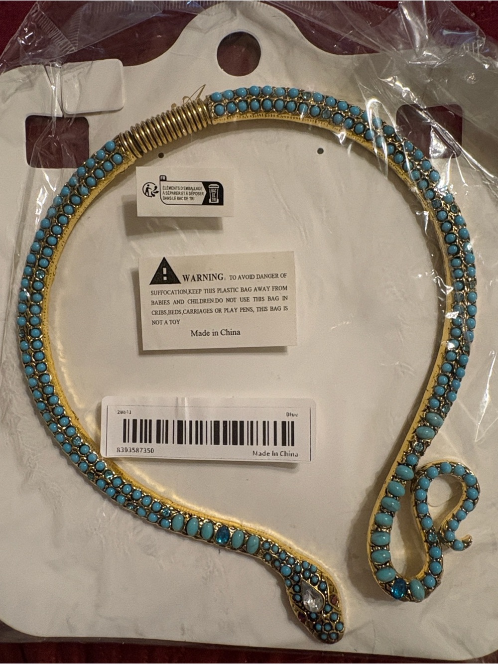 Turquoise Crystal Snake-Style Collar Necklace - Women Accessories
